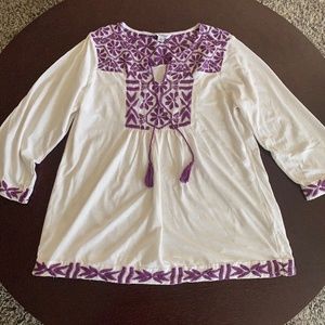 Lucky brand embroidered Boho top | Medium